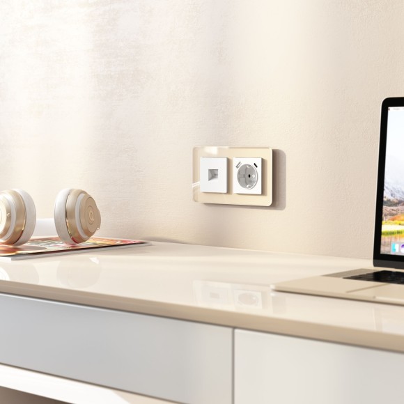 Рамка из стекла на 2 поста Elite айвори W0022443