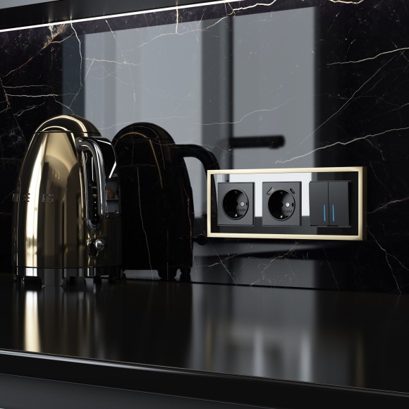 Розетка с заземлением (черный матовый) W1171008