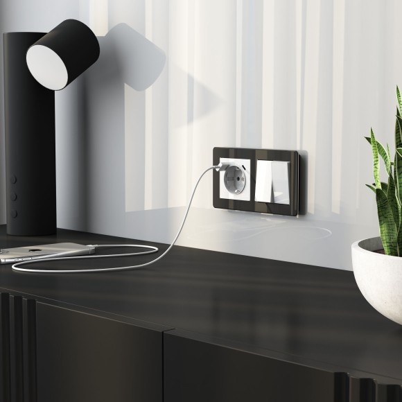 Перекрестный выключатель двухклавишный (белый акрил) W1123041