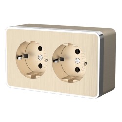 Розетка двойная с заземлением Gallant шампань рифленый W5072110