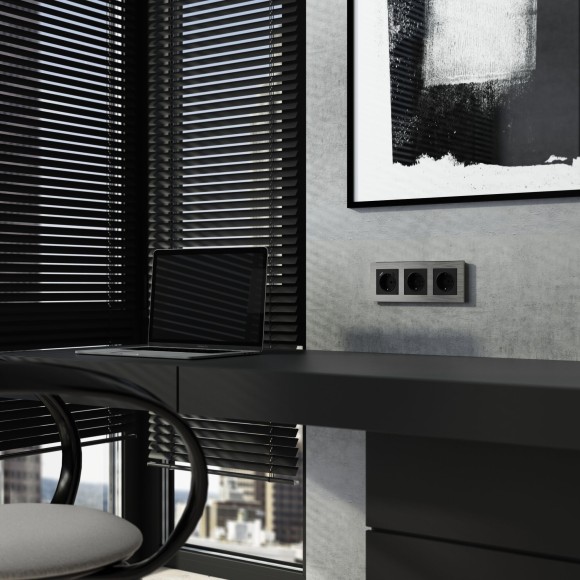 Рамка из металла на 3 поста АluMax алюминий W0033506