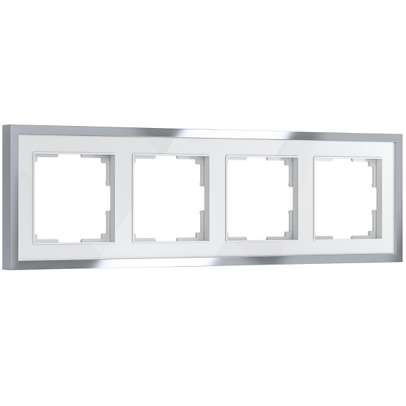 Рамка из металла на 4 поста Baguette белый/серебро W0042850