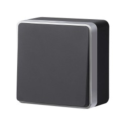 Выключатель одноклавишный проходной Gallant черный с серебром W5012034