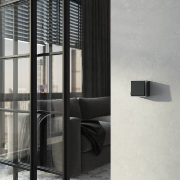 Выключатель одноклавишный проходной Gallant черный с серебром W5012034