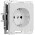 Розетка с заземлением и шторками (белый акрил) W1171141
