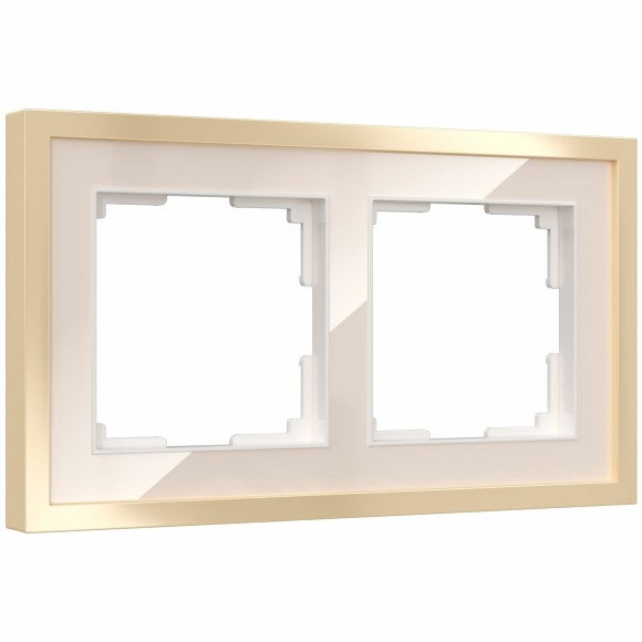 Рамка из металла на 2 поста Baguette айвори/латунь W0022851