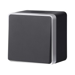 W5010234/ Выключатель одноклавишный влагозащищенный Gallant (черный с серебром) W5010234