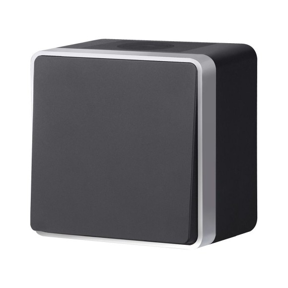 W5010234/ Выключатель одноклавишный влагозащищенный Gallant (черный с серебром) W5010234