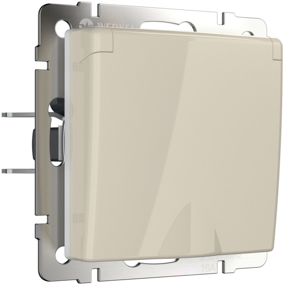 Розетка влагозащ. с зазем. с защит. крышкой и шторками слоновая кость W1171203