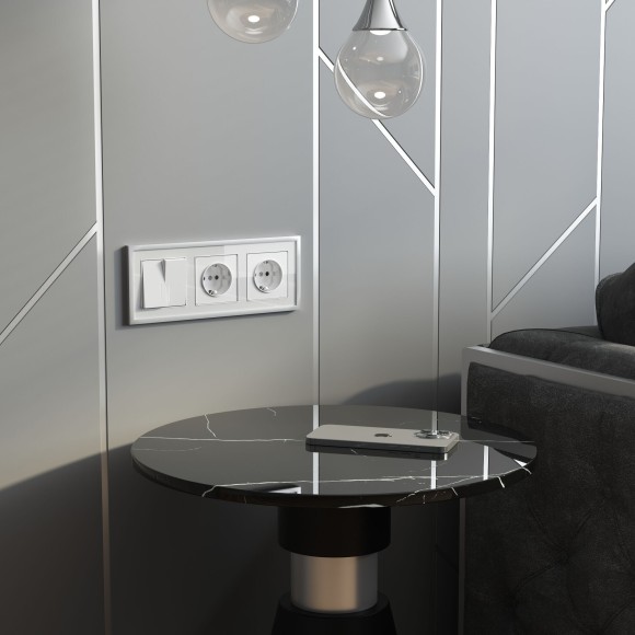 Розетка с заземлением (белый акрил) W1171041 Розетка с заземлением (белый акрил) W1171041