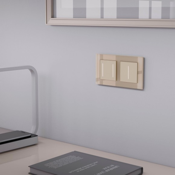 Рамка из стекла на 2 поста Favorit шампань W0021111 Рамка из стекла на 2 поста Favorit шампань W0021111