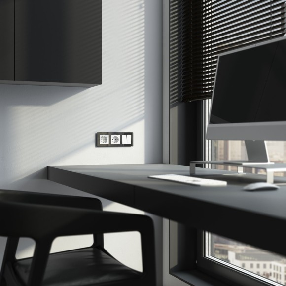 Выключатель двухклавишный проходной с подсветкой (белый) W1122101