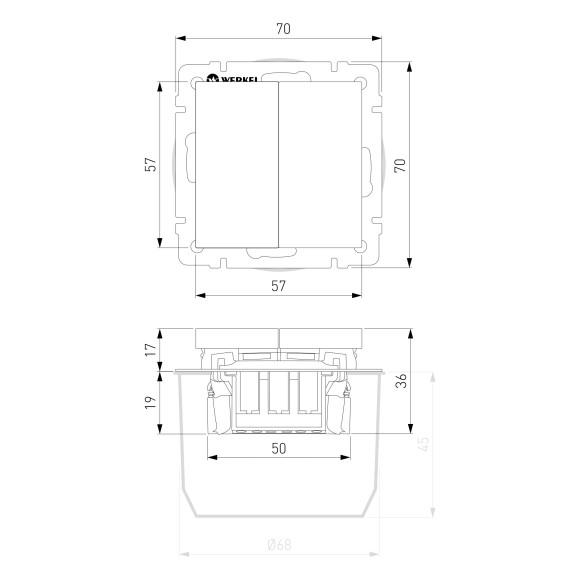 Выключатель двухклавишный с самовозвратом (черный матовый) W1122408 Выключатель двухклавишный с самовозвратом (черный матовый) W1122408