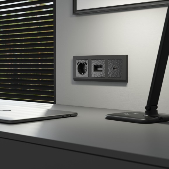 Накладка для двойной розетки Еthernet RJ-45 (Hammar черный) W1291108