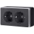 Розетка двойная с заземлением Gallant черный с серебром W5072134 W5072134