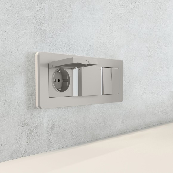 Рамка из поликарбоната на 3 поста Split дымчатый/белый, soft-touch W0033067