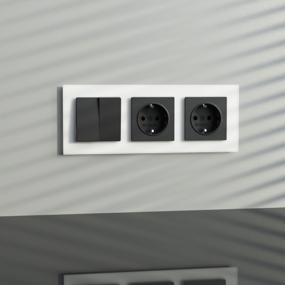 Розетка с заземлением, безвинтовой зажим (черный матовый) W1171308