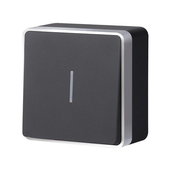 Выключатель одноклавишный с подсветкой Gallant черный с серебром W5010134 W5010134