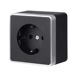 Розетка с заземлением Gallant черный с серебром W5071034 W5071034