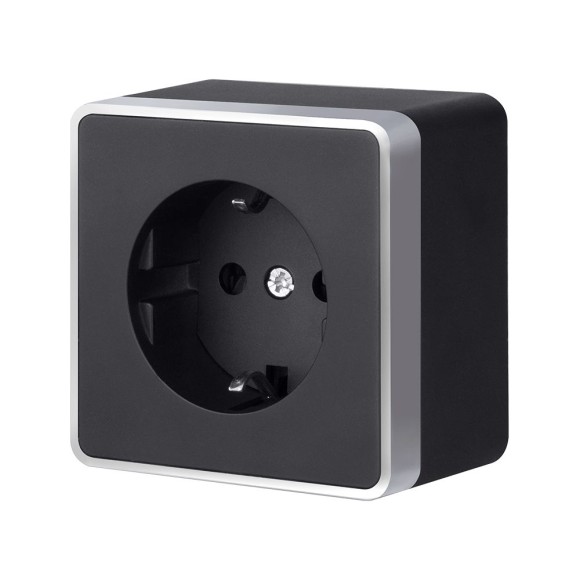 Розетка с заземлением Gallant черный с серебром W5071034 W5071034