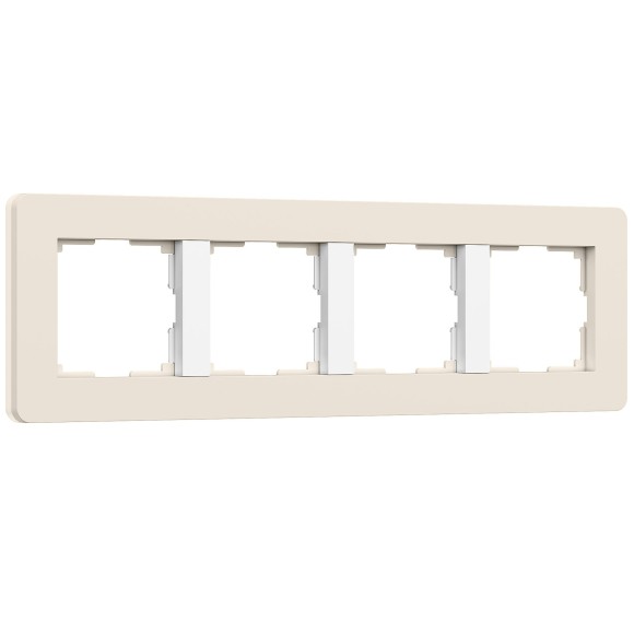 Рамка из поликарбоната на 4 поста Split айвори/белый, soft-touch W0043066