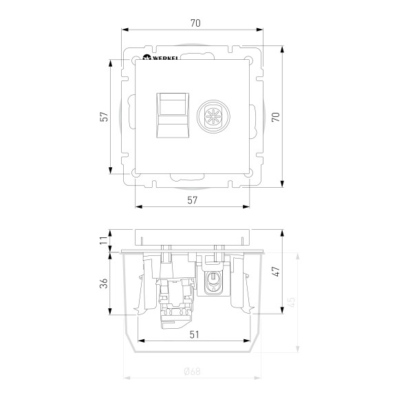 Розетка ТВ+Ethernet RJ-45 6 cat. (белый) W1181301