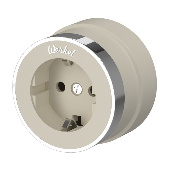 Розетка с заземлением Vintage слоновая кость матовый/хром W5871055