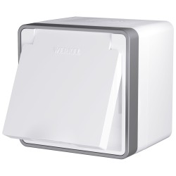 Розетка влагозащ. с зазем. с защит. крышкой и шторками Gallant белая W5071201