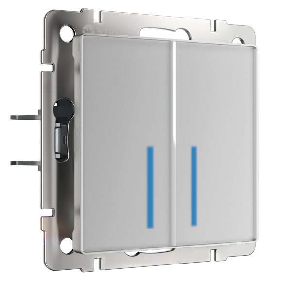 Сенсорный выключатель двухклавишный с подсветкой 1000 Вт серебряный W4520006