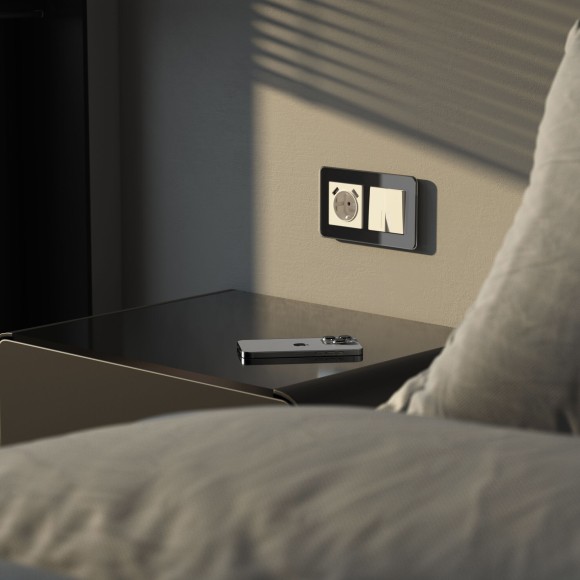 Рамка из стекла на 2 поста Elite черный W0022448