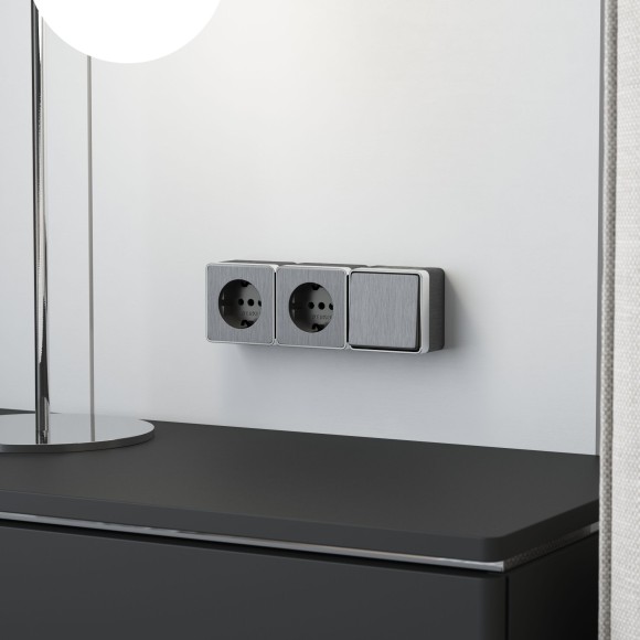 Выключатель одноклавишный влагозащищенный Gallant графит рифленый W5010204