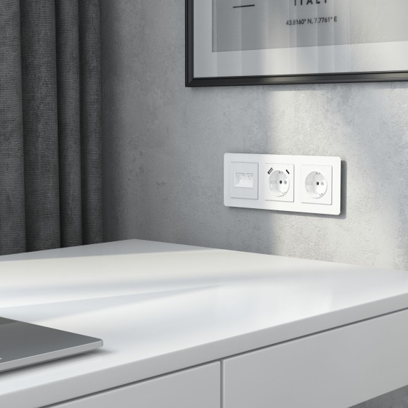 Накладка для двойной розетки Еthernet RJ-45 белый акрил W1191141