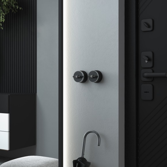 Переключатель/выключатель одноклавишный Vintage черный матовый/хром W5812051