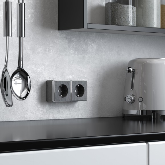 Розетка с заземлением Gallant графит рифленый W5071004