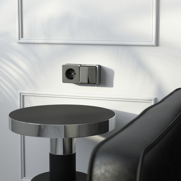 Розетка с заземлением Gallant графит рифленый W5071004