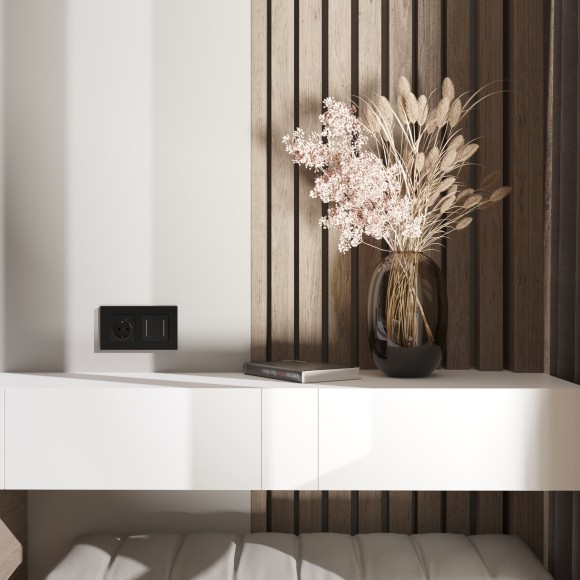 Рамка из поликарбоната на 2 поста Slab черный софт W0022908