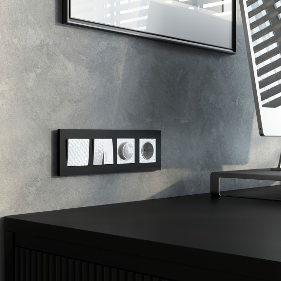 Розетка с заземлением (Hammer белый) W1271001 Розетка с заземлением (Hammer белый) W1271001