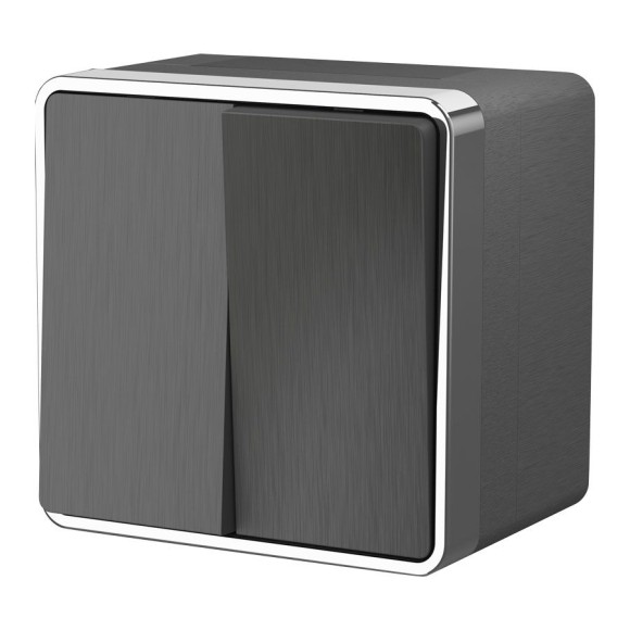 Выключатель двухклавишный влагозащищенный Gallant графит рифленый W5020204 Выключатель двухклавишный влагозащищенный Gallant графит рифленый W5020204