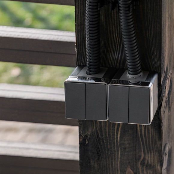 Выключатель двухклавишный влагозащищенный Gallant графит рифленый W5020204 Выключатель двухклавишный влагозащищенный Gallant графит рифленый W5020204