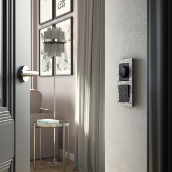 Выключатель одноклавишный с подсветкой (Hammar черный) W1210108