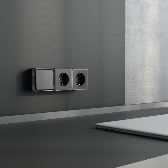 Выключатель одноклавишный Gallant черный с серебром W5010034 W5010034