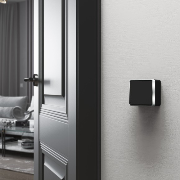 Выключатель одноклавишный проходной Gallant черный/хром W5012035