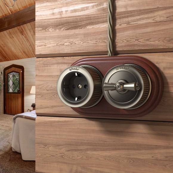 Выключатель на 4 положения двухклавишный бронзовый ретро W5720012 Выключатель на 4 положения двухклавишный бронзовый ретро W5720012