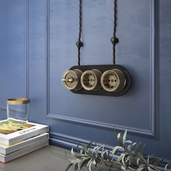 Выключатель на 4 положения двухклавишный бронзовый ретро W5720012 Выключатель на 4 положения двухклавишный бронзовый ретро W5720012