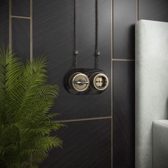 Выключатель на 4 положения двухклавишный бронзовый ретро W5720012 Выключатель на 4 положения двухклавишный бронзовый ретро W5720012