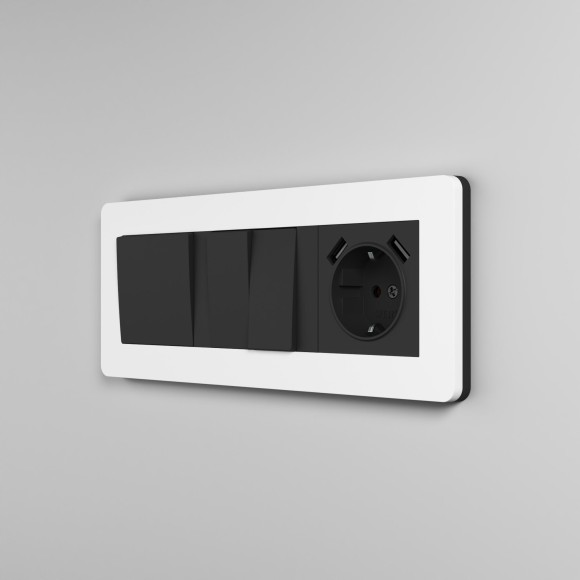 Рамка из поликарбоната на 3 поста Split белый/черный, soft-touch W0033068 Рамка из поликарбоната на 3 поста Split белый/черный, soft-touch W0033068