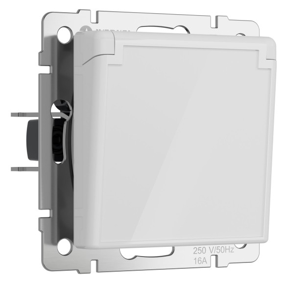 Розетка влагозащ. с зазем. с защит. крышкой и шторками (белый акрил) W1171241