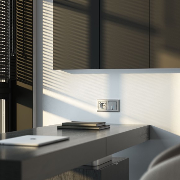 Рамка из пластика на 2 поста Stark серебряный W0021806