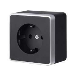 Розетка с заземлением и шторками Gallant черный с серебром W5071134 W5071134