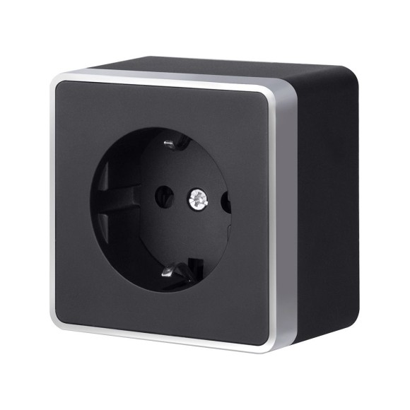 Розетка с заземлением и шторками Gallant черный с серебром W5071134 W5071134